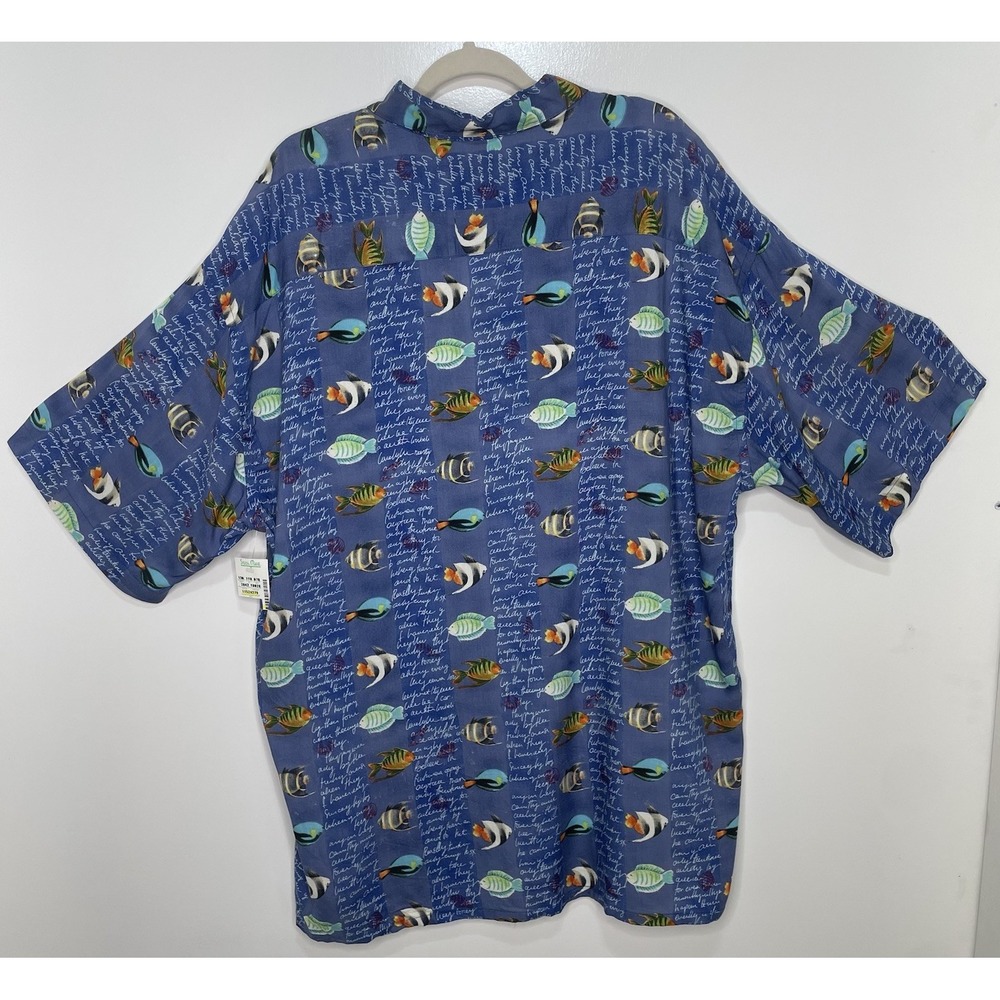 Vintage Pierre Cardin Rayon Button Up Tropical Fish Shirt XXL Lightweight NWT - Picture 3 of 14